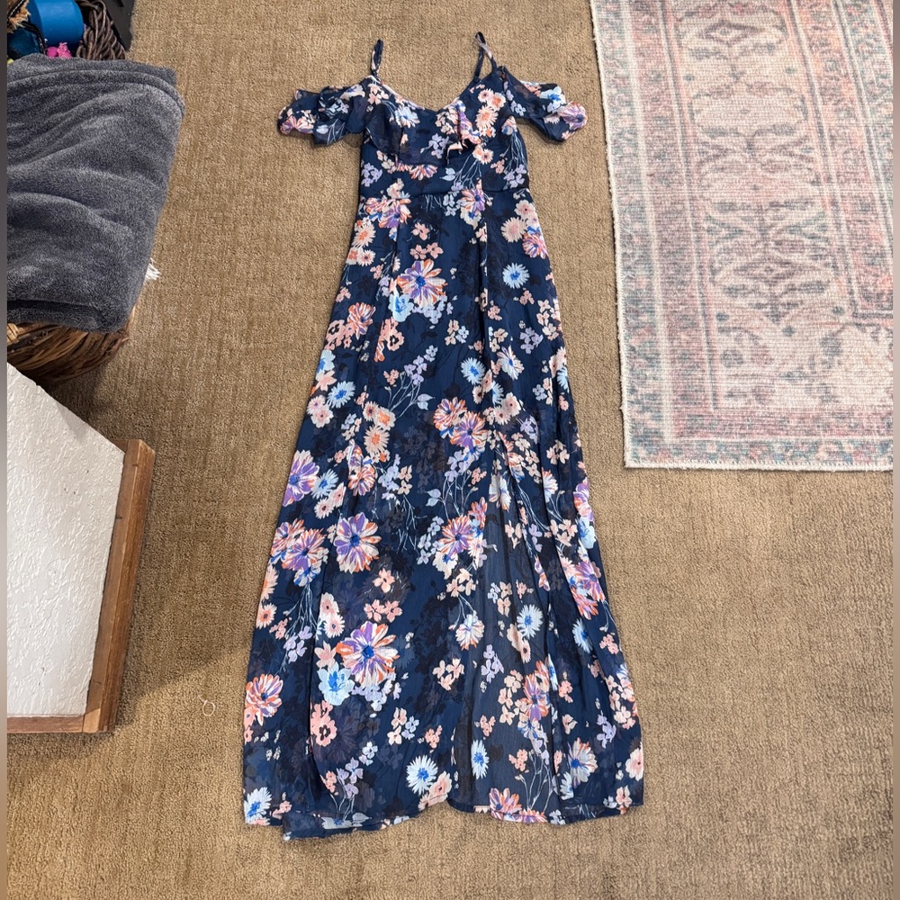 Floral Navy Blue Maxi Dress